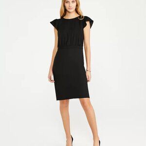 Ann Taylor Flutter Sleeve Sheath Dress in Seasonless Stretch Black Size 6P